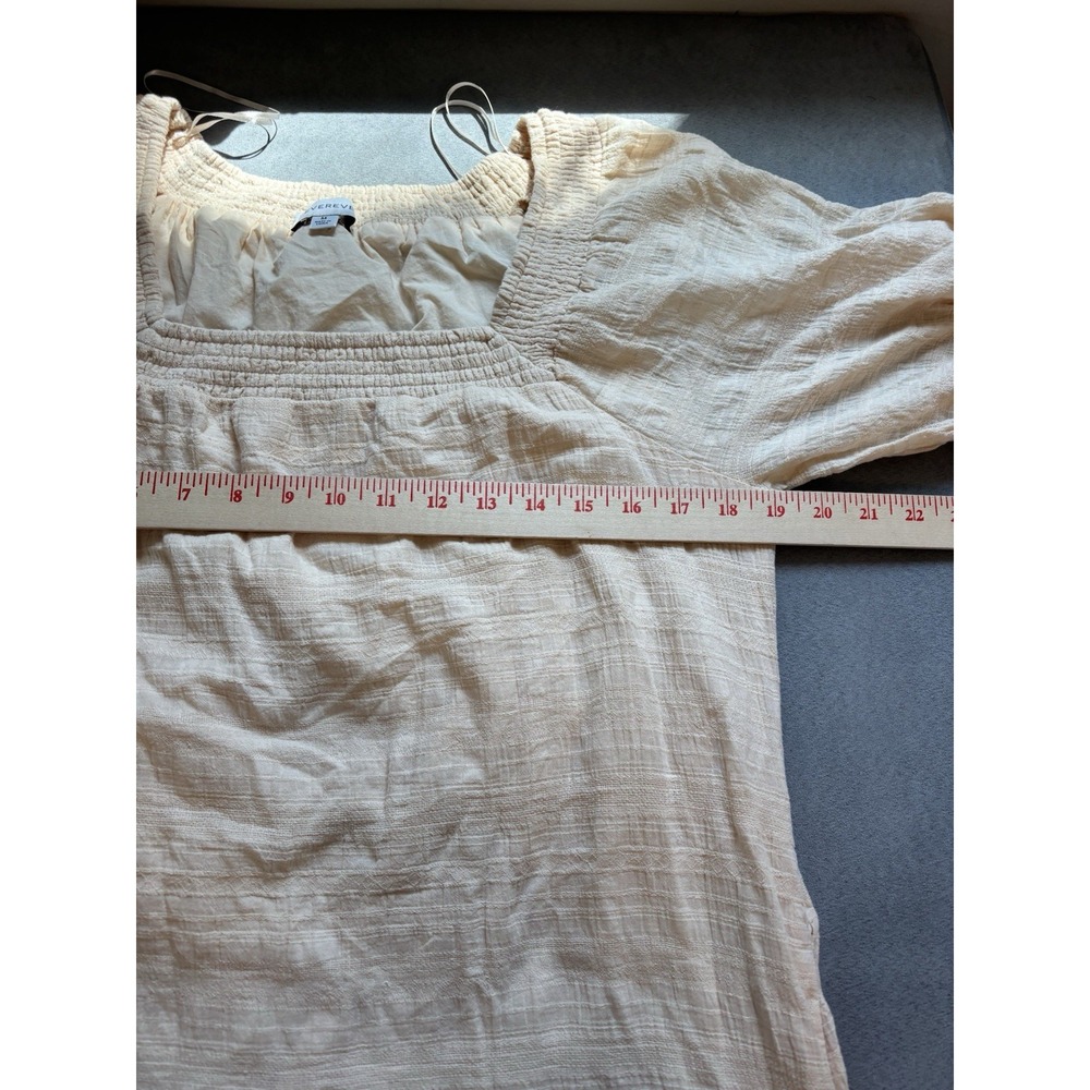 Evereve Tiered Carly Midi Dress M Puff Sleeve Cotton Cottage Milkmaid Coquette - Picture 4 of 10
